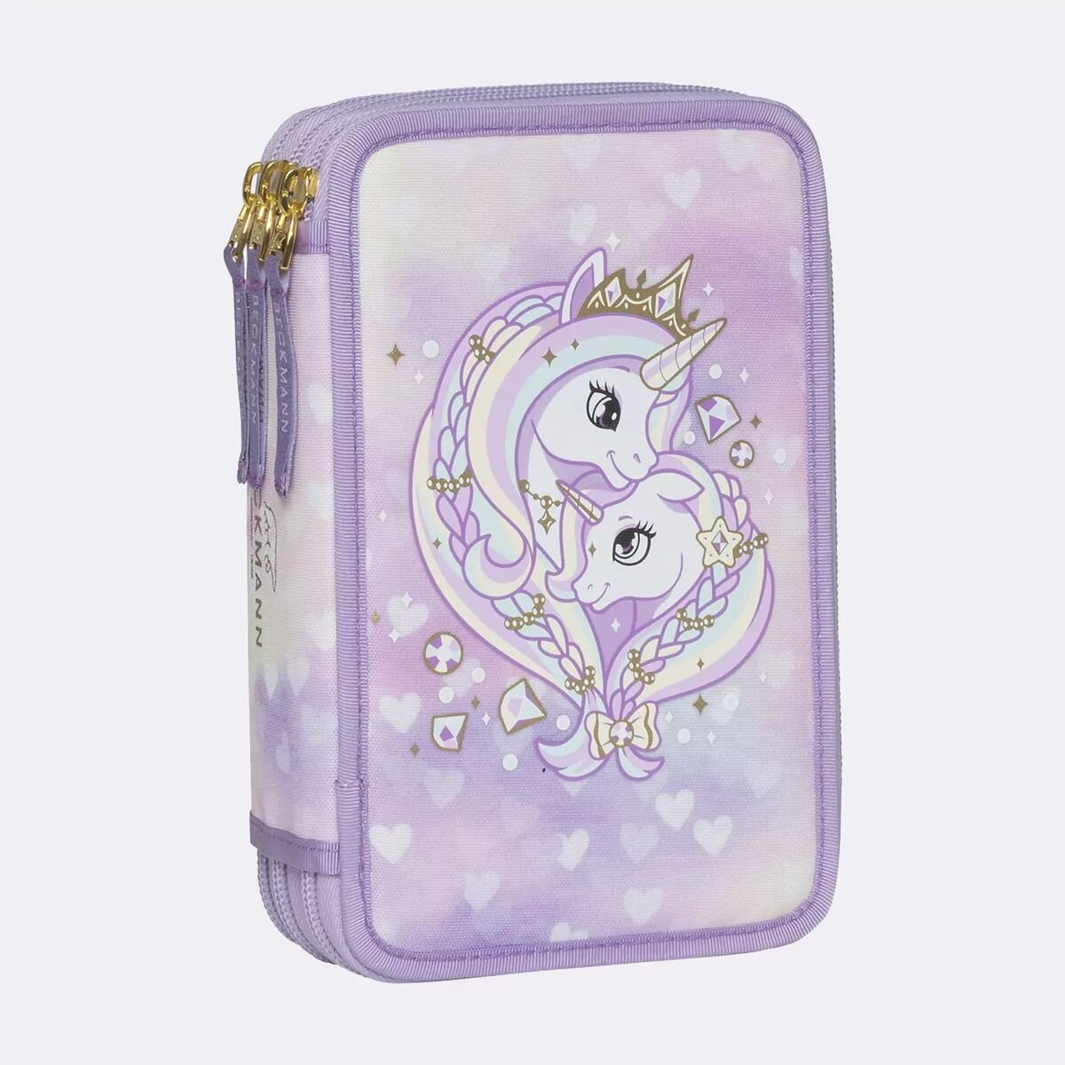 Beckmann 3-fächrige Federmappe mit Inhalt, Unicorn Princess Purple