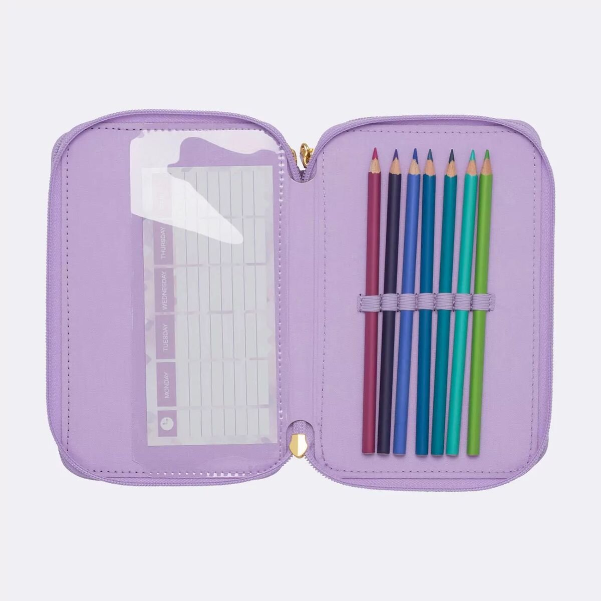 Beckmann 3-fächrige Federmappe mit Inhalt, Unicorn Princess Purple