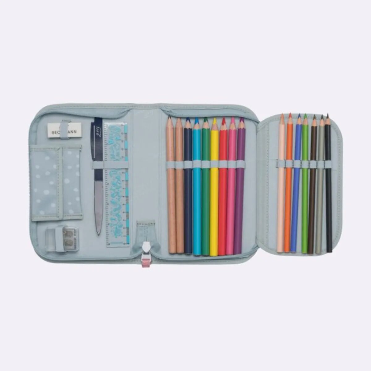 Beckmann Einfache Federmappe mit Inhalt, Forest Deer Dusty Mint