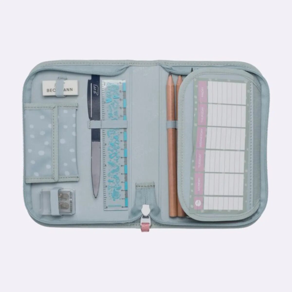 Beckmann Einfache Federmappe mit Inhalt, Forest Deer Dusty Mint