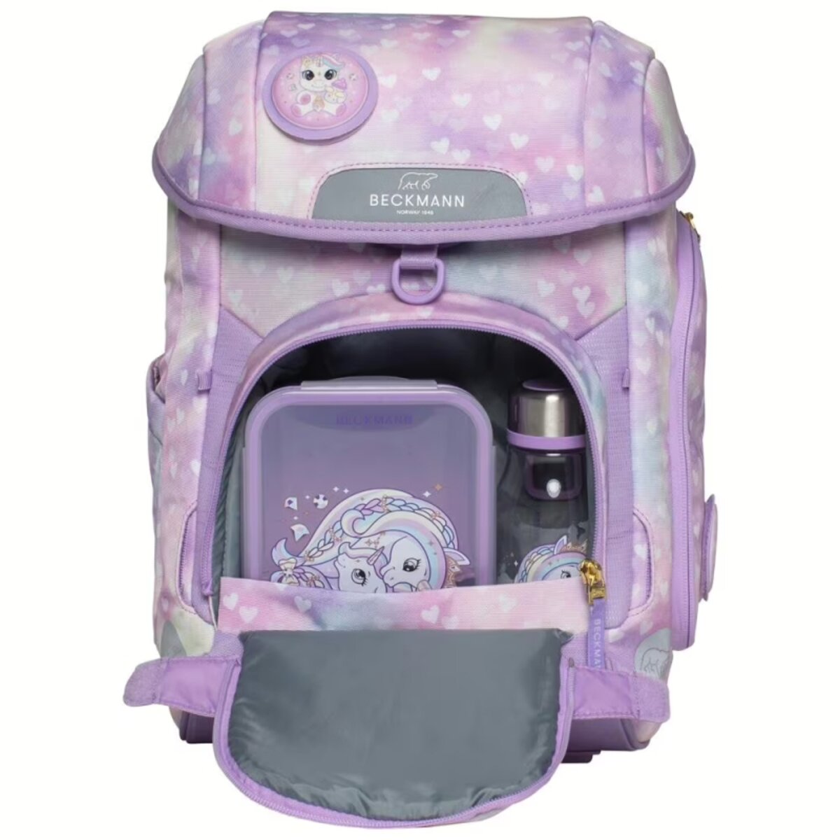 Beckmann Schulranzen Plus Air 6tlg. Unicorn Princess Pur