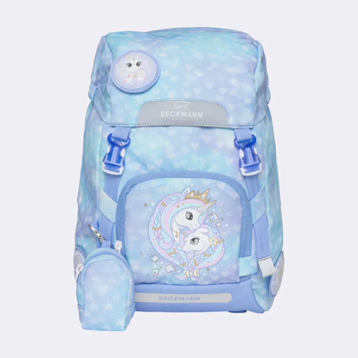 Beckmann Schulrucksack-Set Classic Unicorn Princess Ice Blue, 7-teilig