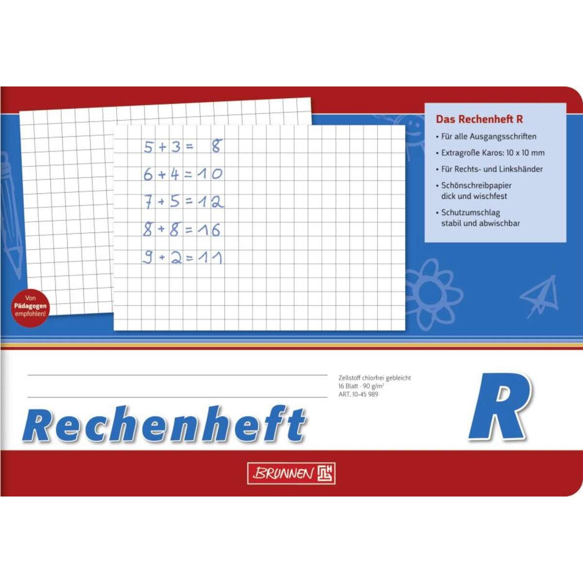 BRUNNEN Schulheft A5 quer, kariert, Lineatur R, 16 Blatt