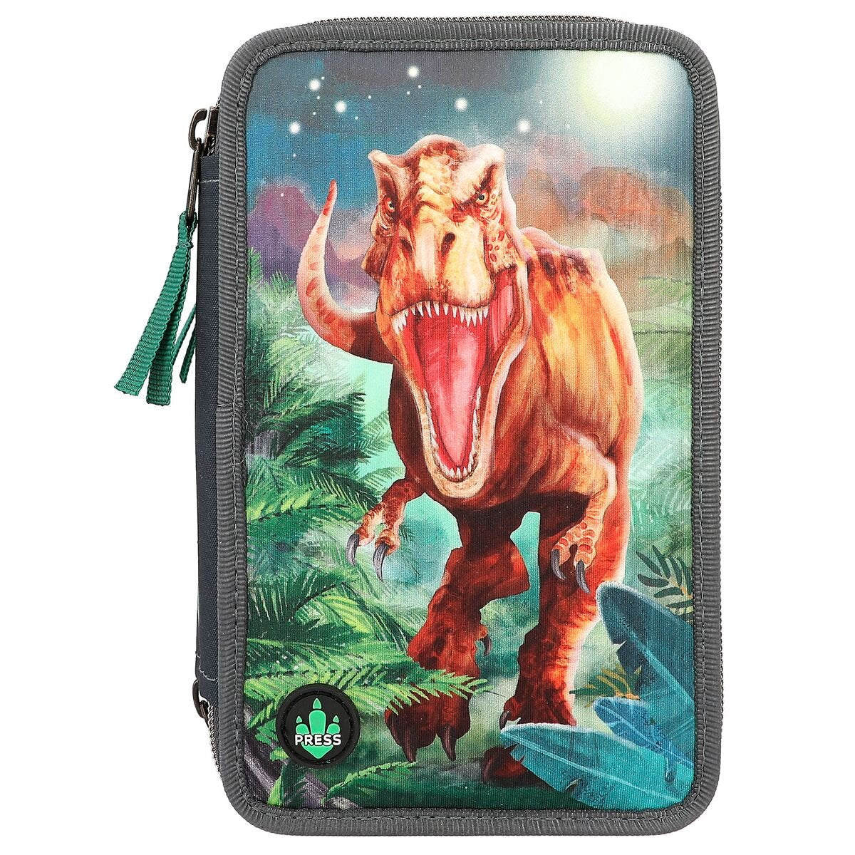 Depesche Dino World 3-Fach Federtasche LED grau