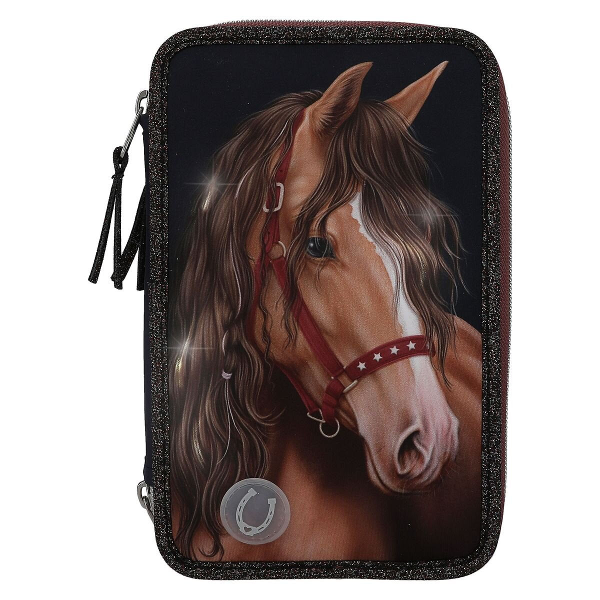 Depesche Miss Melody 3 Fach Federtasche LED GLITTER HORSE