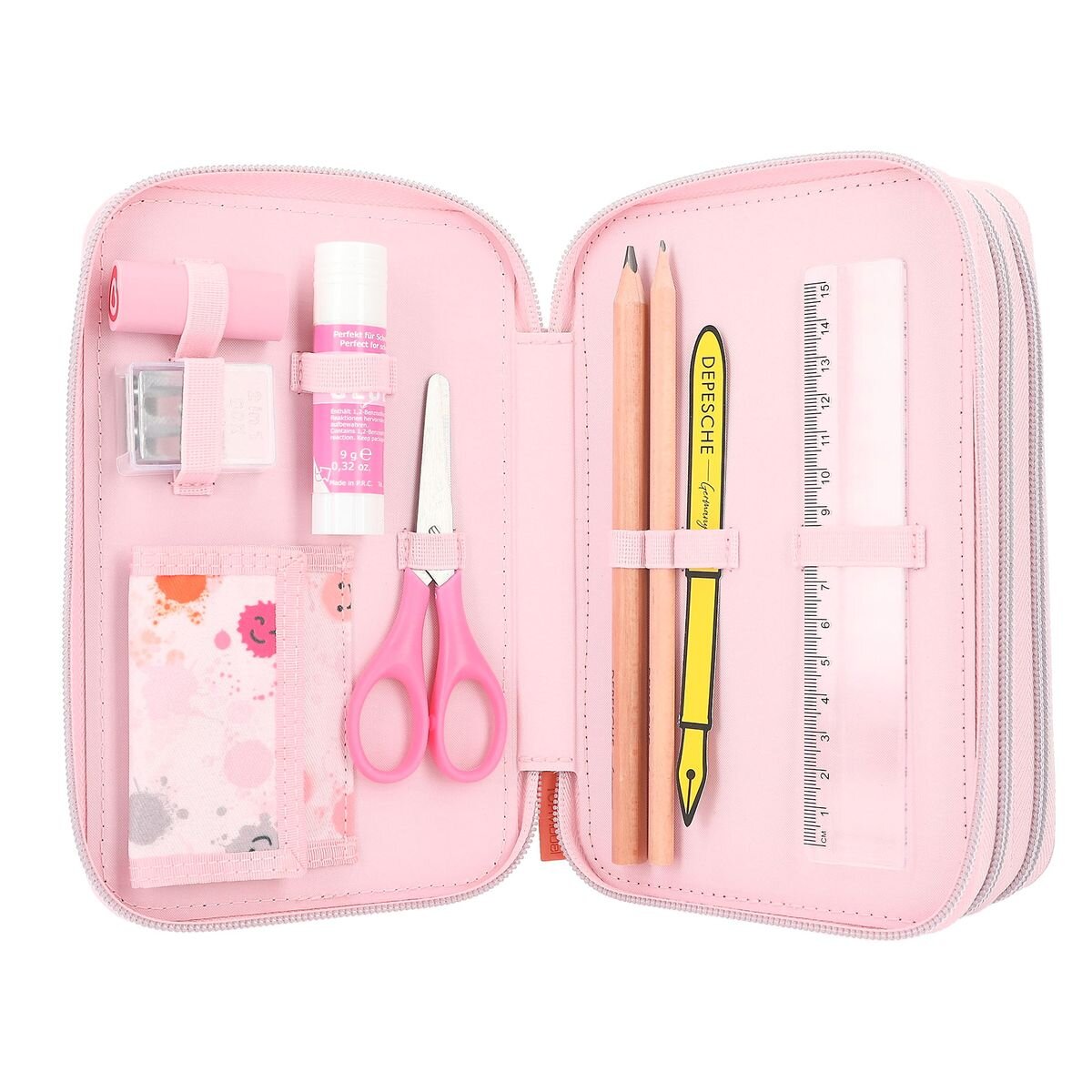 Depesche TOPModel 3-Fach Federtasche mit Stift HAPPY TOGETHER