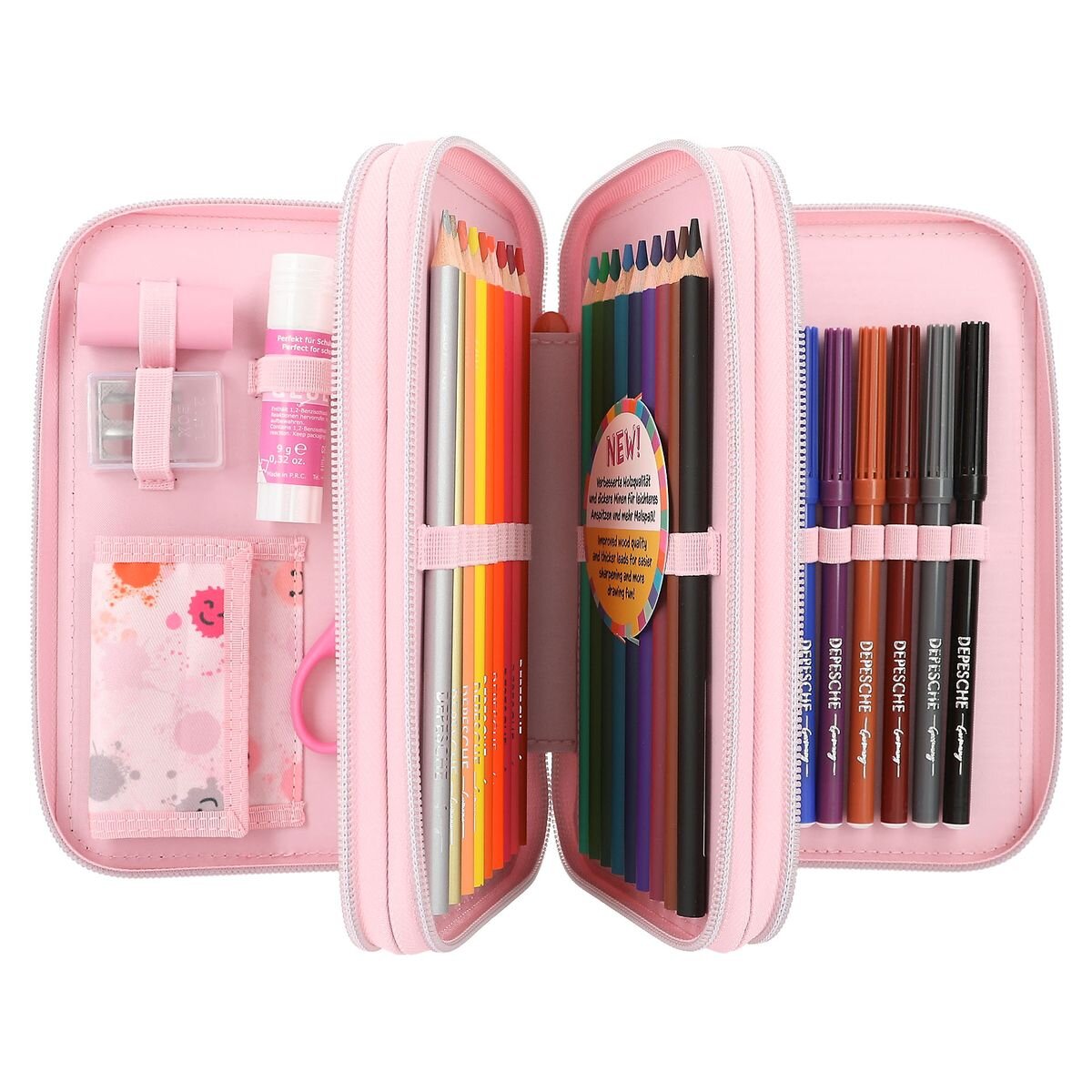 Depesche TOPModel 3-Fach Federtasche mit Stift HAPPY TOGETHER