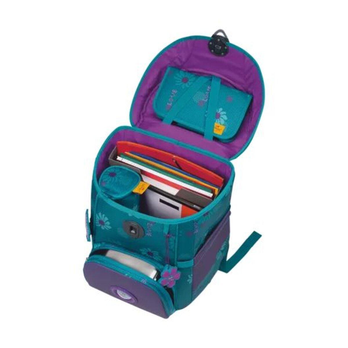 DerDieDas Schulranzen-Set ErgoFlex Easy Exklusiv Superflash Fairy Flower, 5-teilig