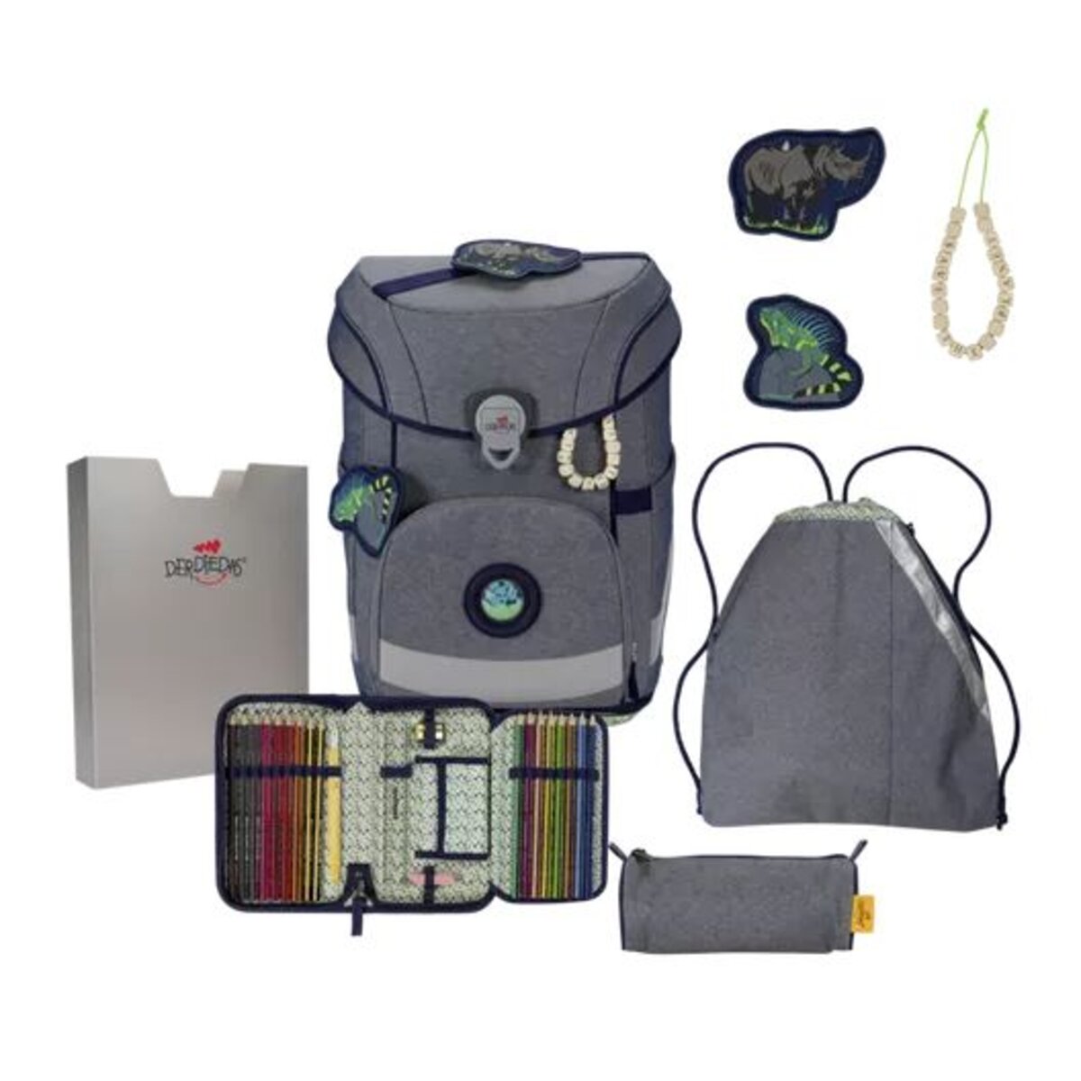 DerDieDas Schulranzen-Set ErgoFlex Easy Exklusiv ECO Blue Planet, 5-teilig