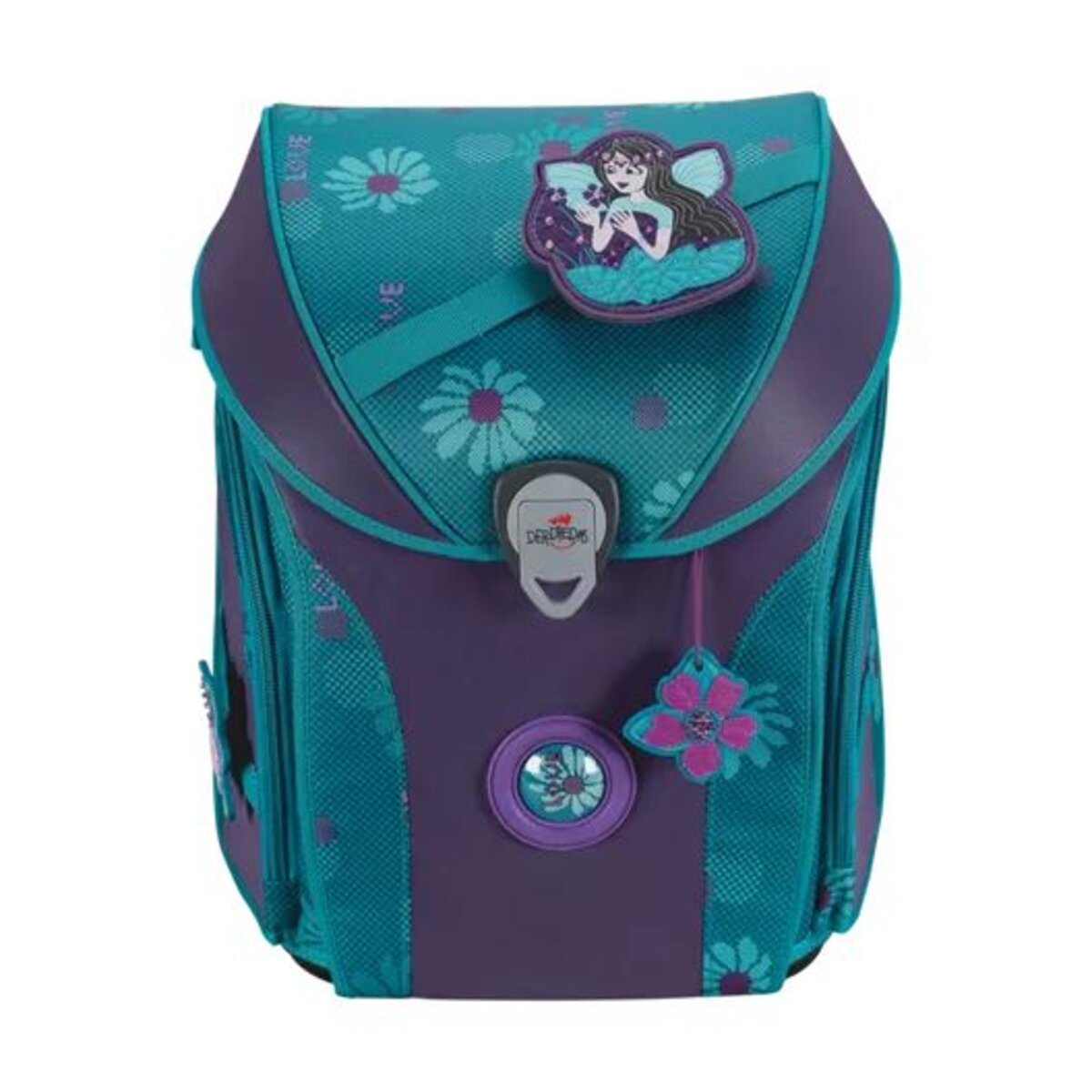 DerDieDas Schulranzen-Set ErgoFlex MAX Exklusiv Superflash Fairy Flower, 5-teilig