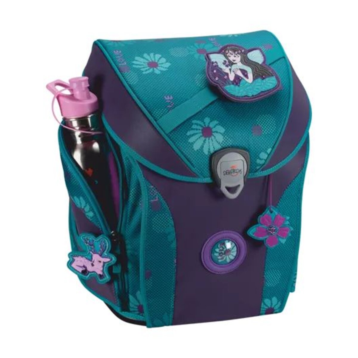 DerDieDas Schulranzen-Set ErgoFlex MAX Exklusiv Superflash Fairy Flower, 5-teilig