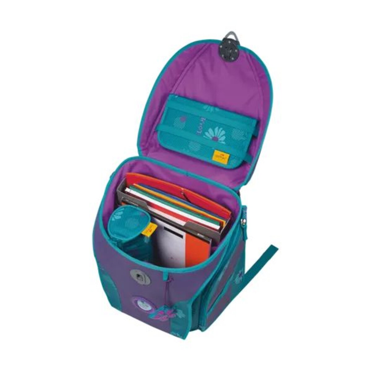 DerDieDas Schulranzen-Set ErgoFlex MAX Exklusiv Superflash Fairy Flower, 5-teilig