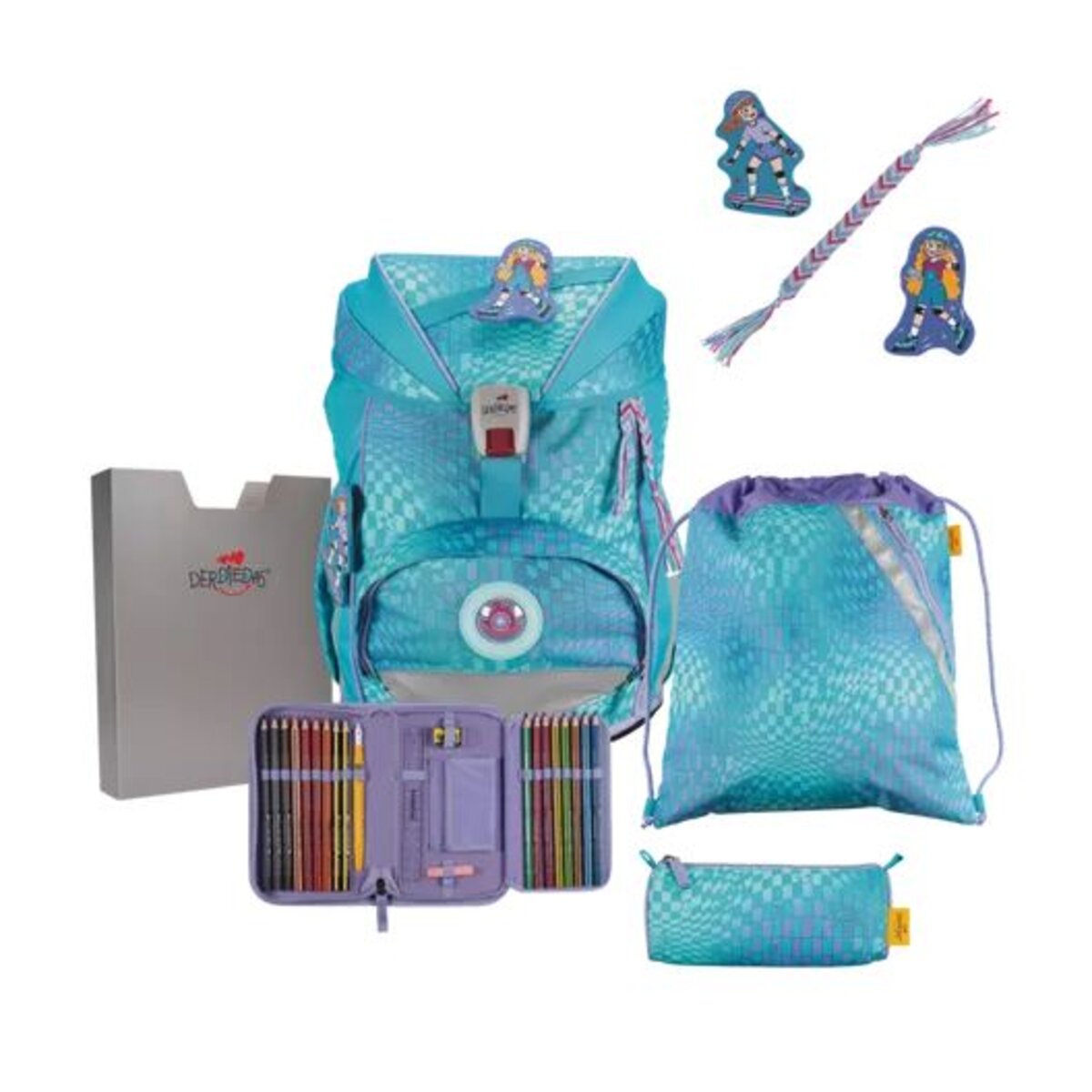 DerDieDas Schulrucksack-Set ErgoFlex Exklusiv LED Active, 5-teilig