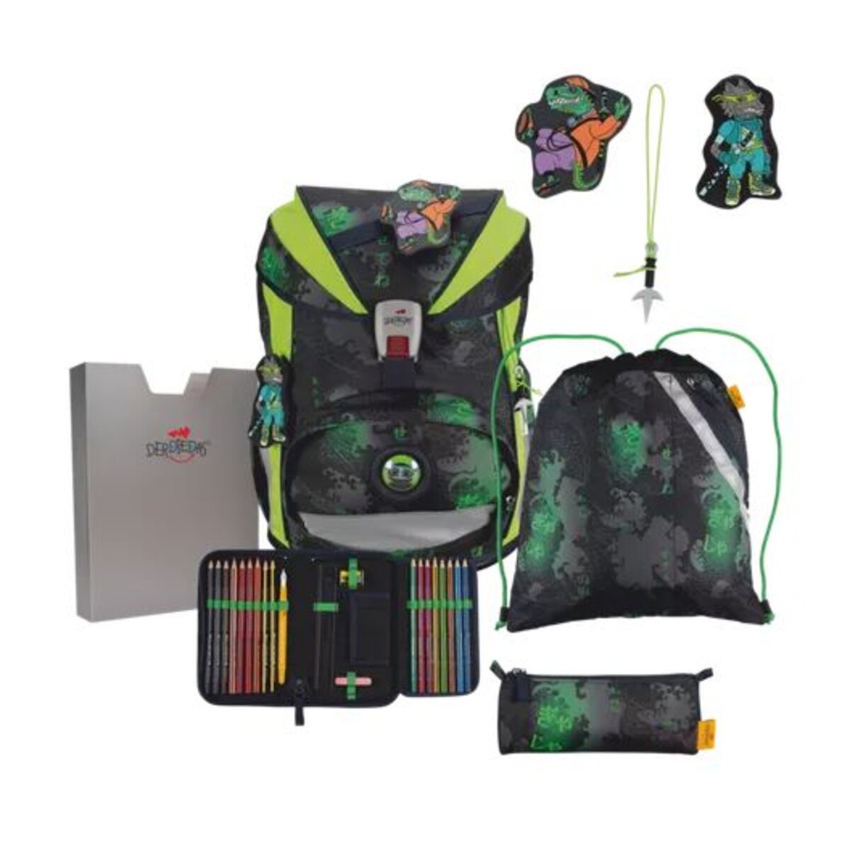 DerDieDas Schulrucksack-Set ErgoFlex Funny Fighter, 5-teilig