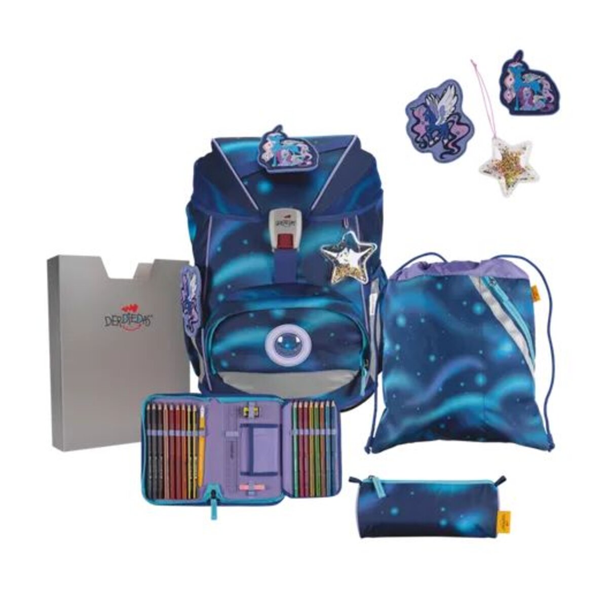 DerDieDas Schulrucksack-Set ErgoFlex Superlight Luna, 5-teilig