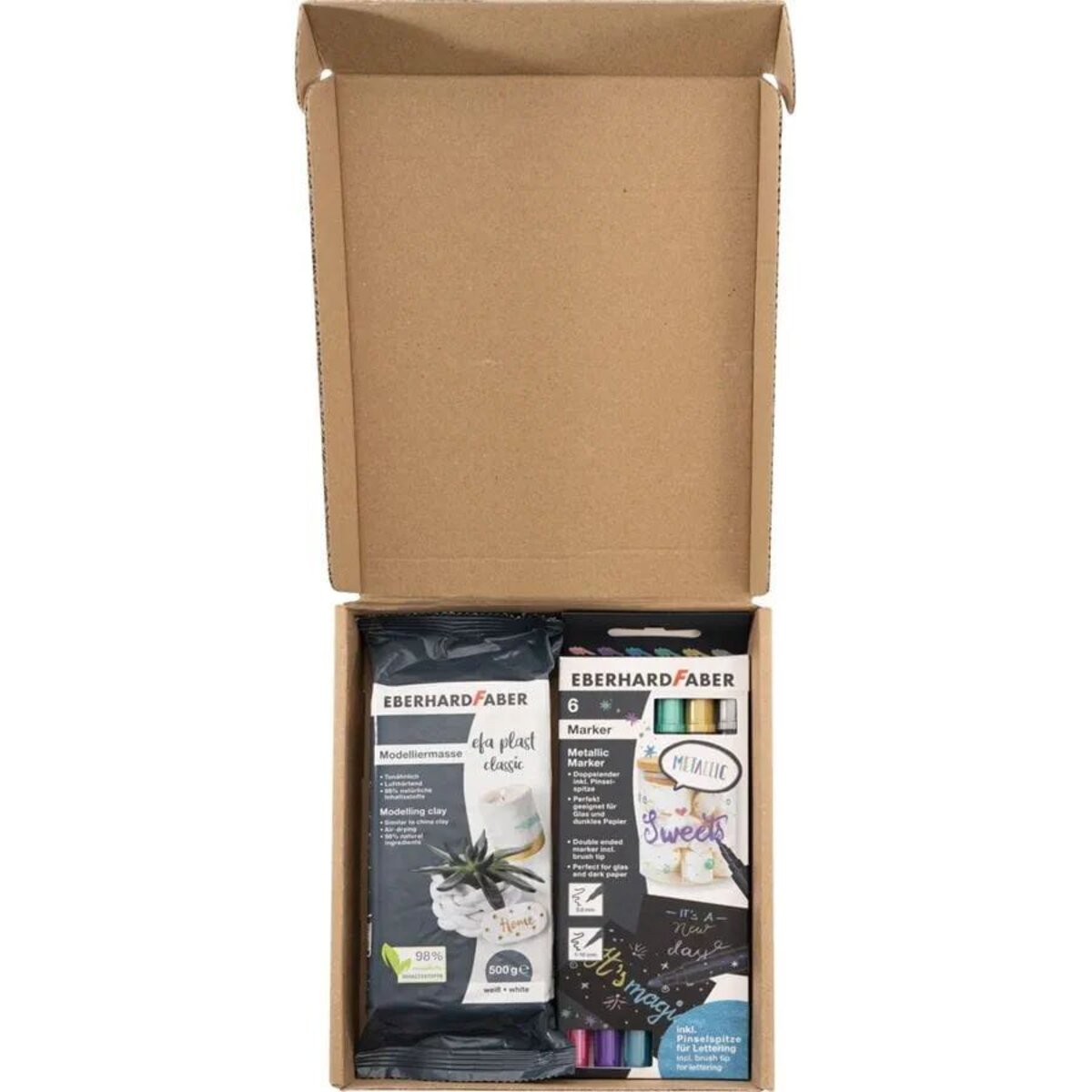 Eberhard Faber Kreativ Set EFA Plast, 2 teiliges Set bestehend aus Modelliermasse und 1 Pck.Metallic Marker