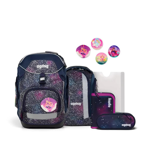 ergobag Pack Set Schulranzen-Set Bärlaxy, 6-teilig Blau Lila 20 Liter
