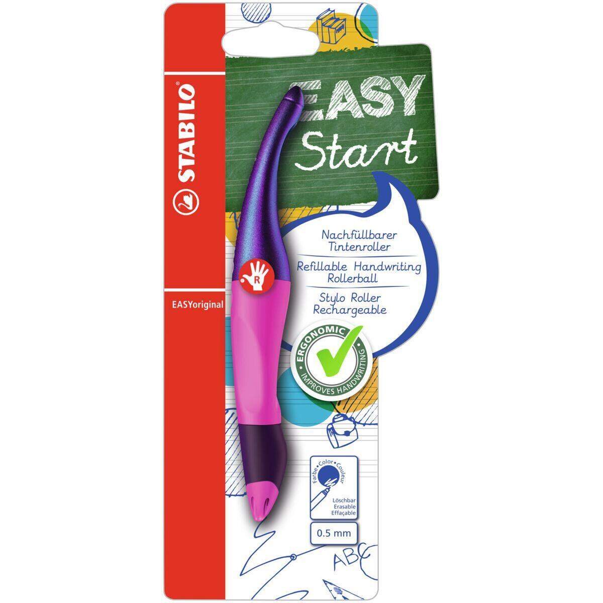 Ergonomischer Tintenroller für Rechtshänder - STABILO EASYoriginal Holograph Edition in magenta - Einzelstift - Schreibfarbe blau (löschbar) - inklusive Patrone