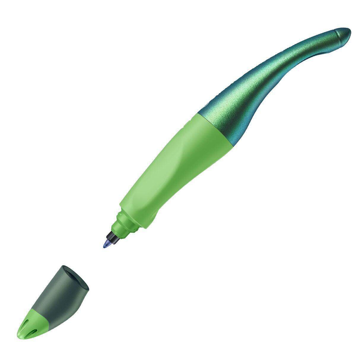 Ergonomischer Tintenroller für Rechtshänder - STABILO EASYoriginal Holograph Edition in grün - Einzelstift - Schreibfarbe blau (löschbar) - inklusive Patrone