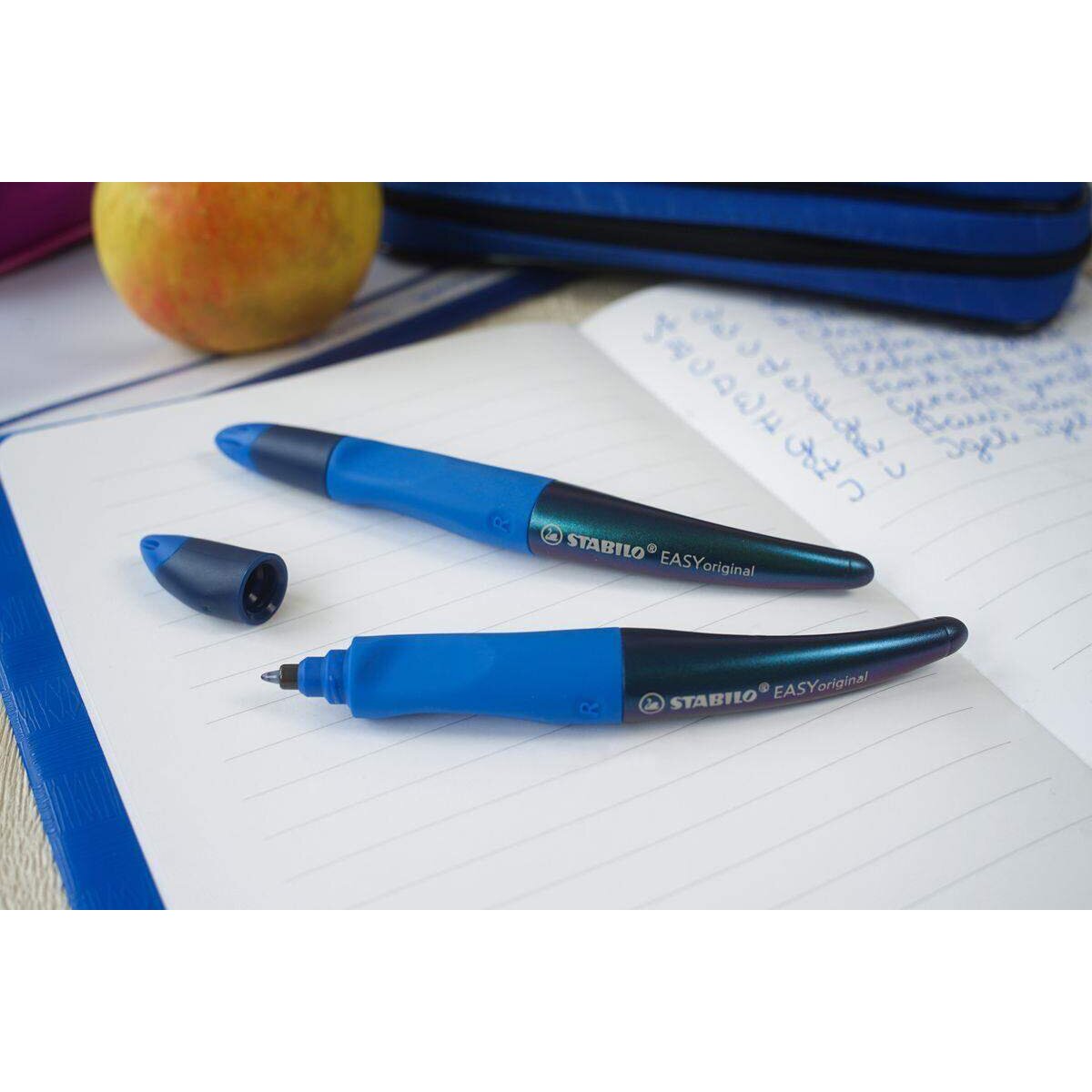 Ergonomischer Tintenroller für Rechtshänder - STABILO EASYoriginal Holograph Edition in blau - Einzelstift - Schreibfarbe blau (löschbar) - inklusive Patrone