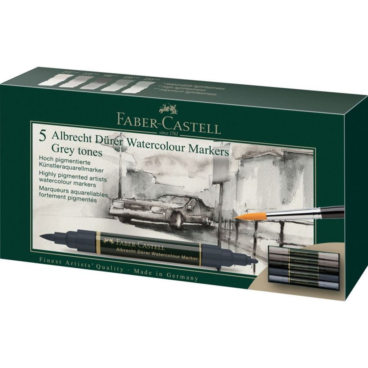 Faber-Castell Albrecht Dürer Watercolour Marker 5er Etui, Grautöne