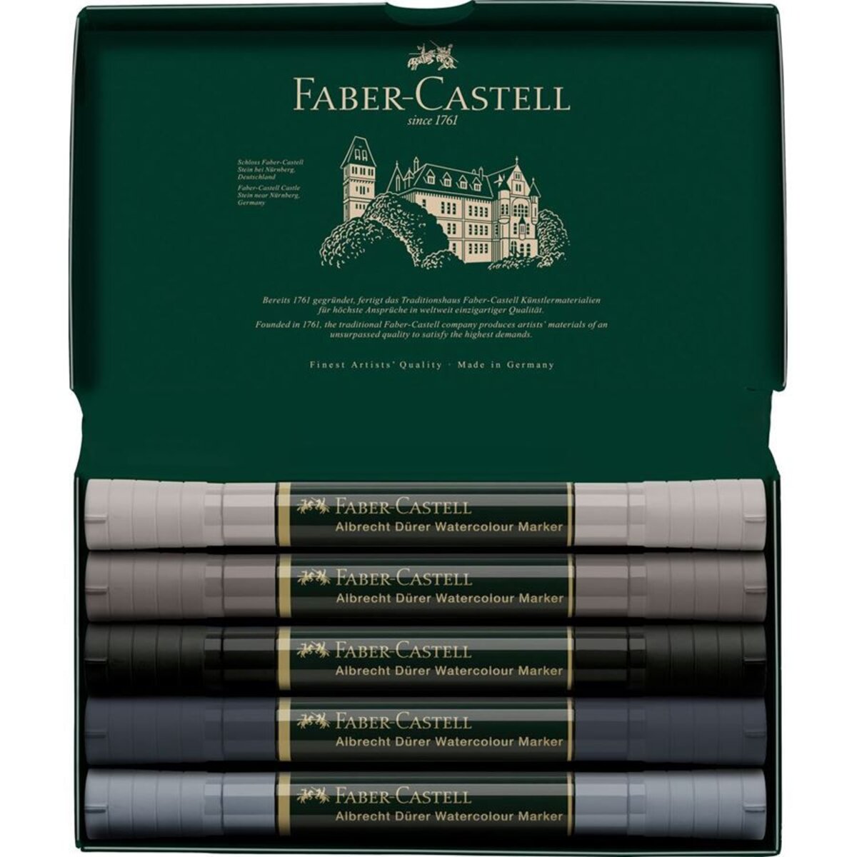 Faber-Castell Albrecht Dürer Watercolour Marker 5er Etui, Grautöne