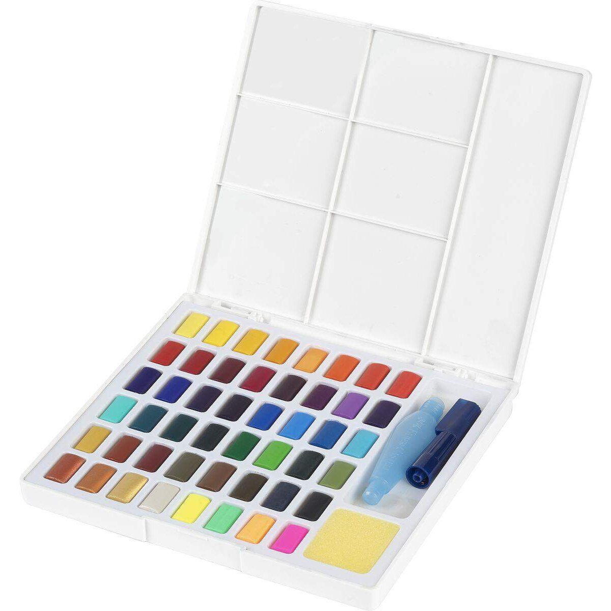 Faber-Castell Aquarellfarben in Näpfchen, 48er Etui inkl. Wassertankpinsel