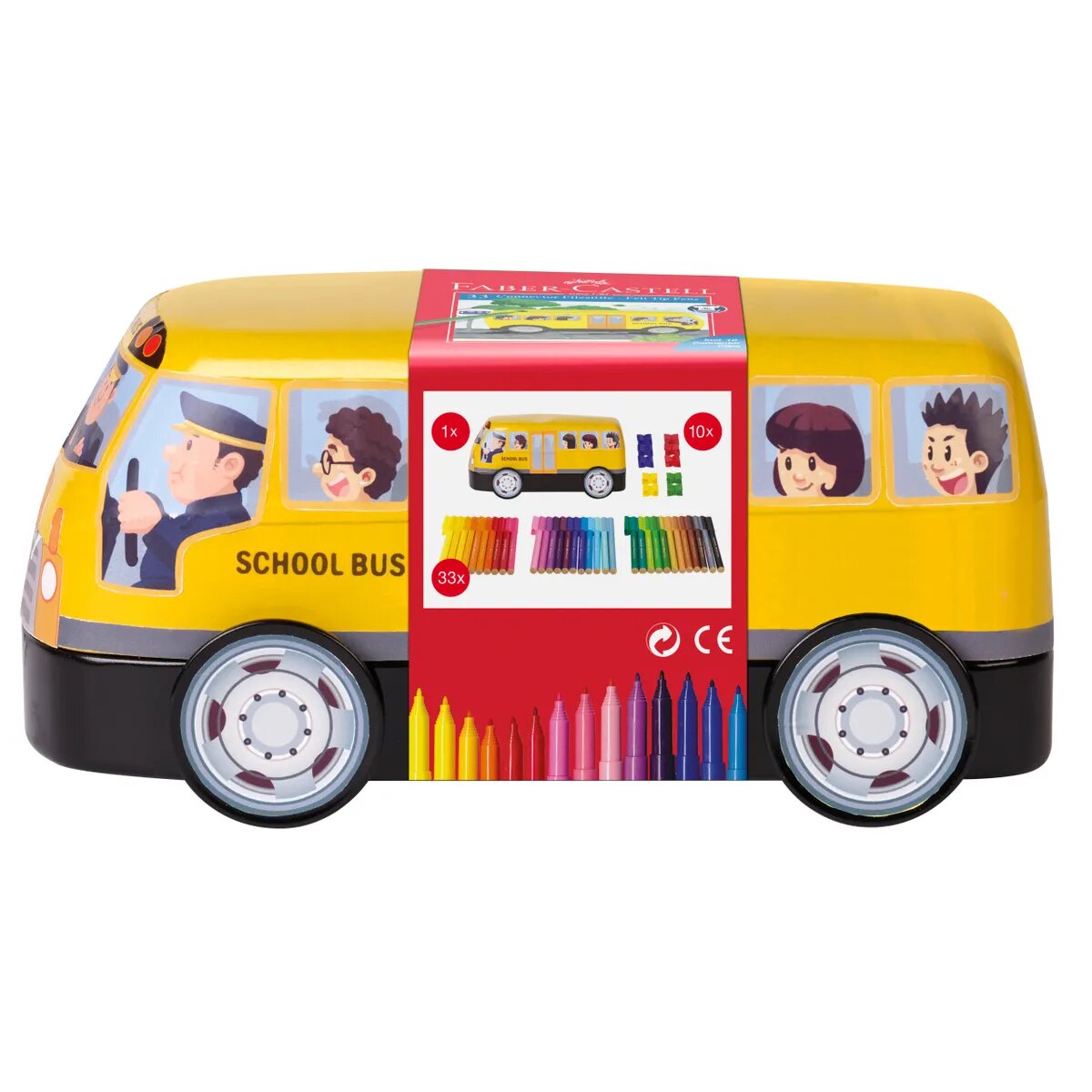Faber-Castell Filzstifte Connector Bus, 33 Stifte