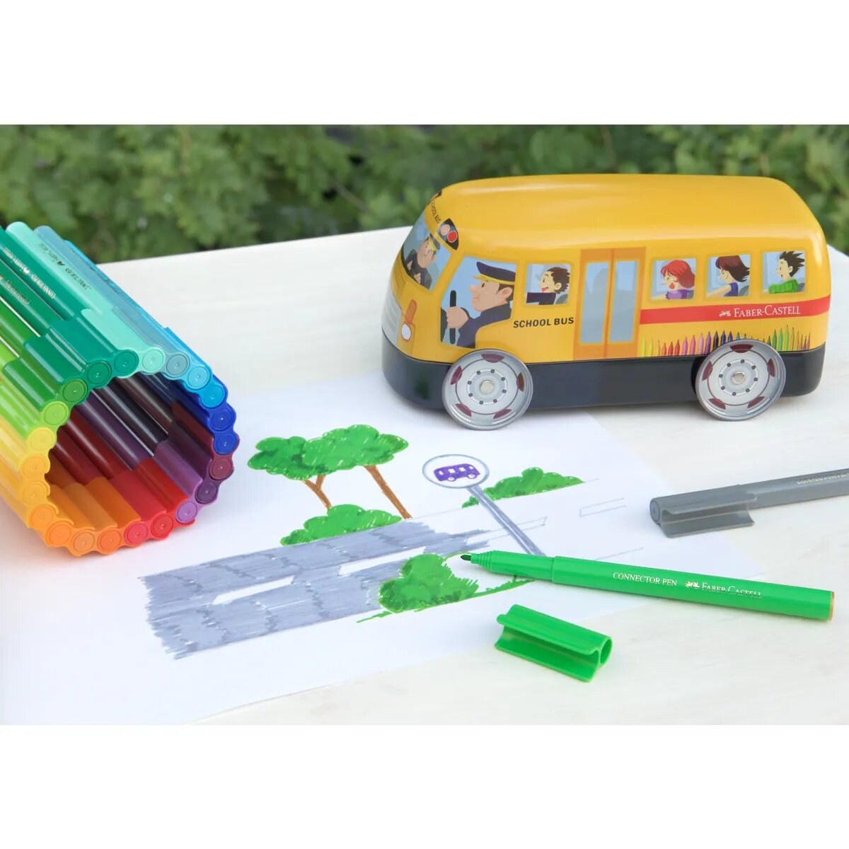 Faber-Castell Filzstifte Connector Bus, 33 Stifte
