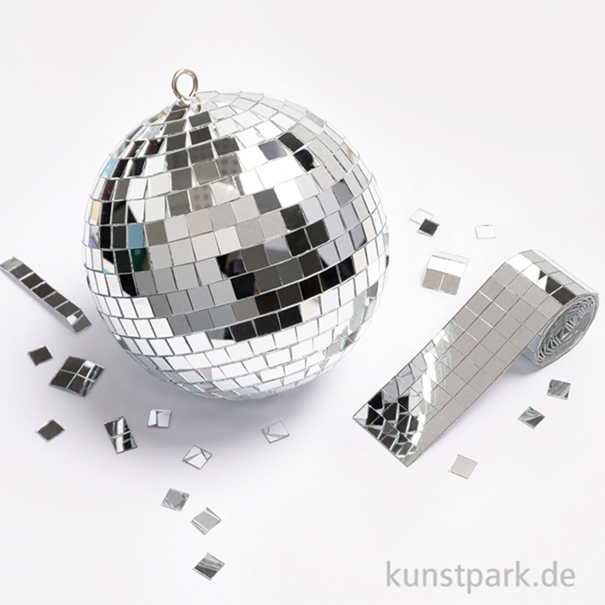folia Mirror Tile Rolls Size M, Spiegelsteine Rollen, Steine 10 x 10 mm, 2 Rollen á 4 cm x 1 m