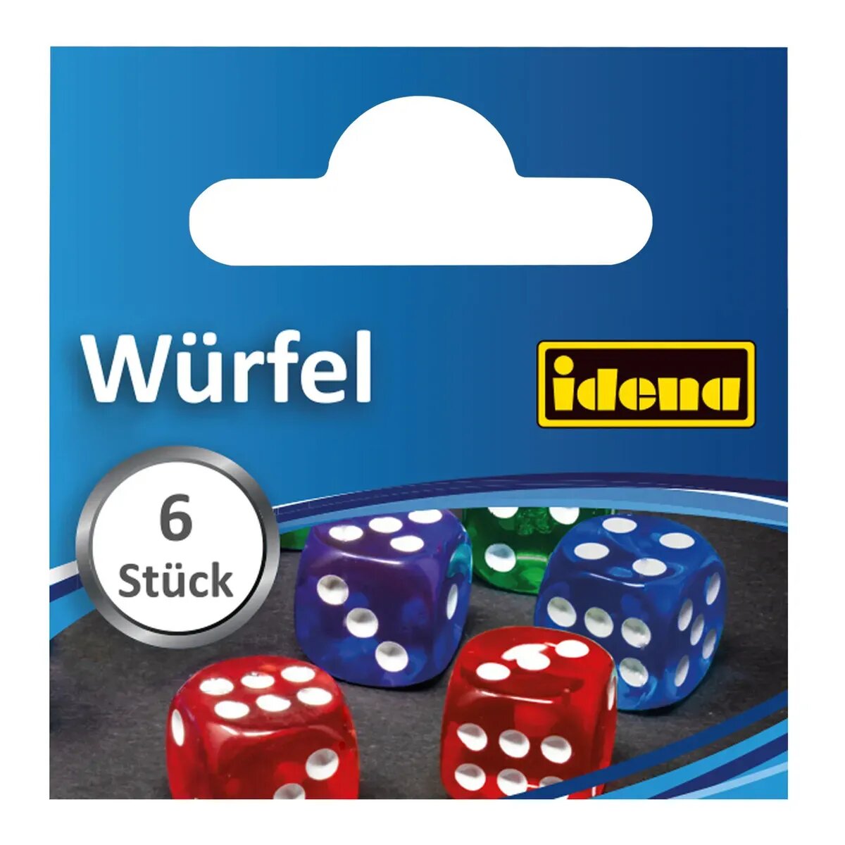 Idena 40420 Würfel, 6 Stück, ca. 16 mm, bunt