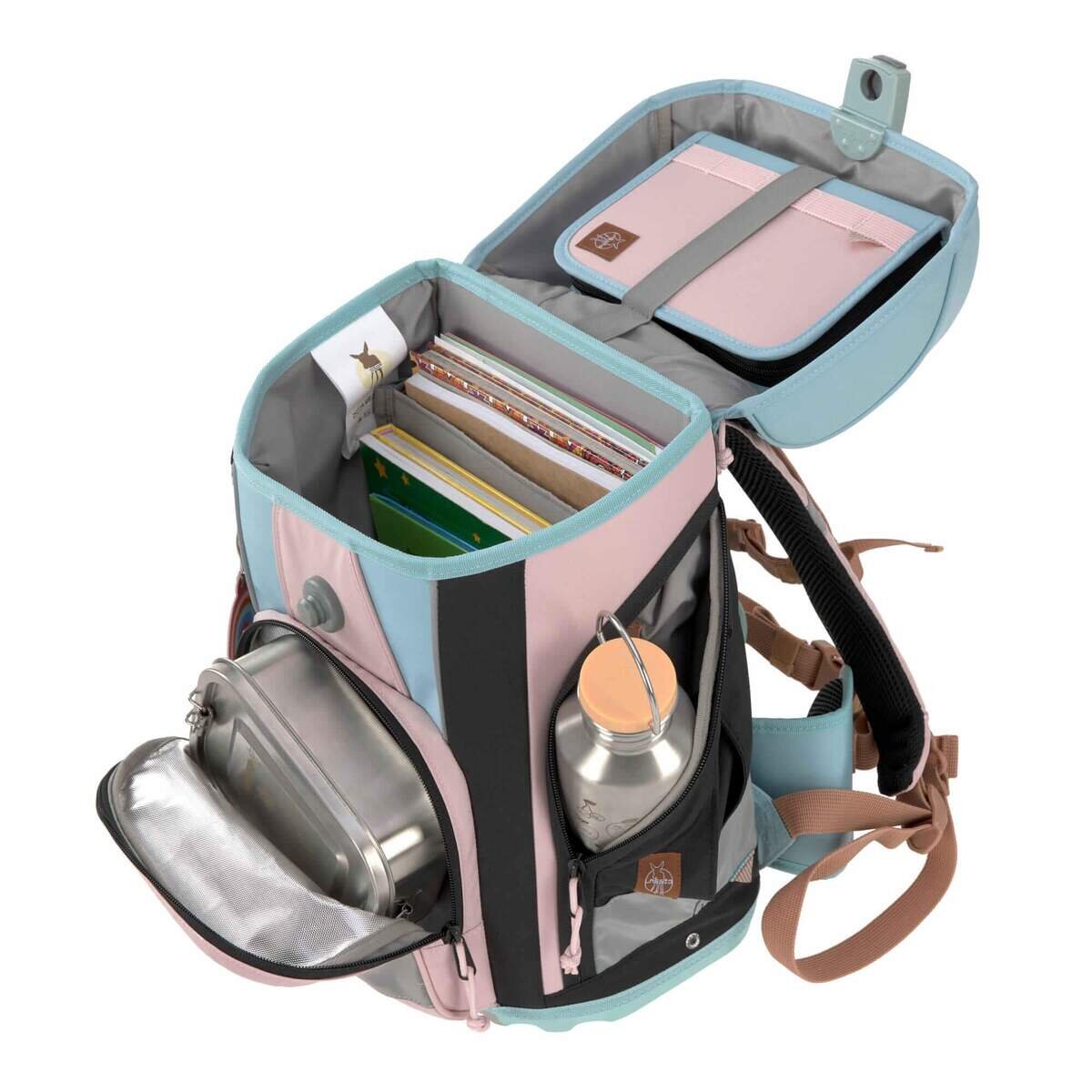 Lässig Schulranzen Set 7-teilig, Boxy Unique Rose Blue Black