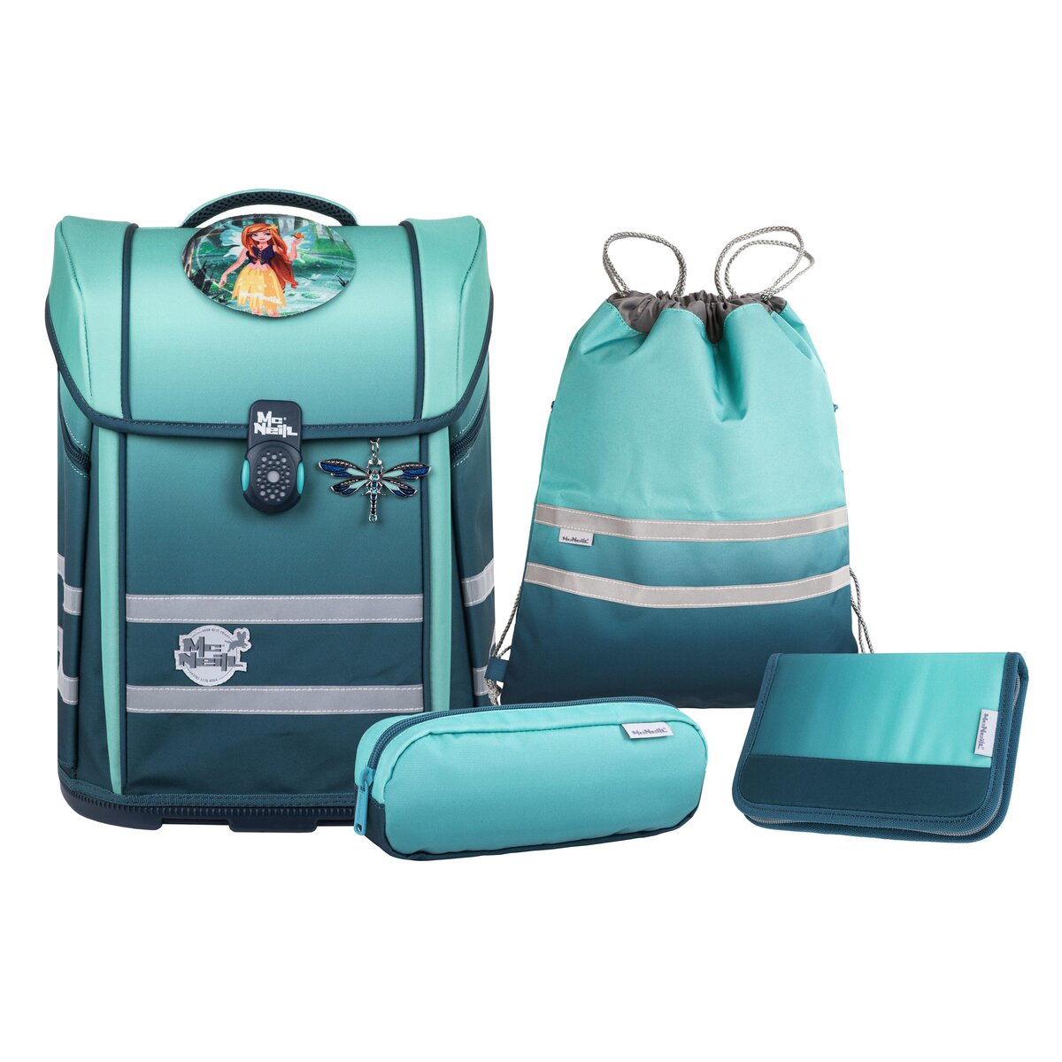 MCNeill Schulranzen Set Perfecto 5tlg. Gradient Blue Lagoon