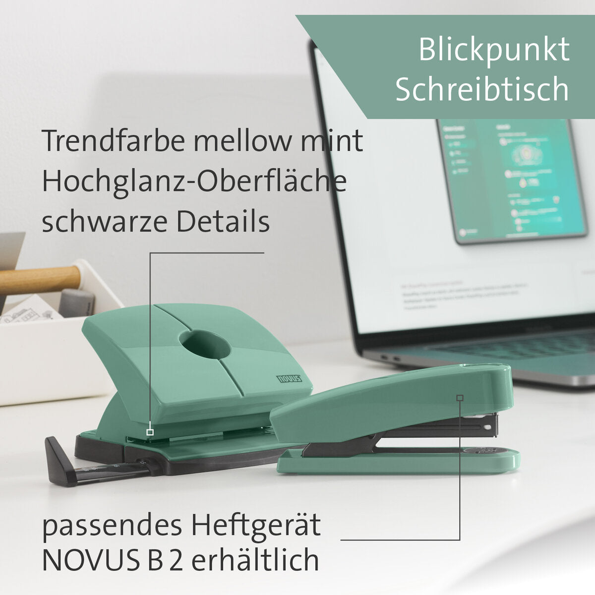 Novus B 220 COLOR ID 2.0 Bürolocher mellow mint 20 Bl. (80 g/m²)