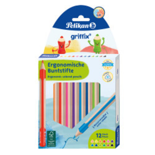 Pelikan Buntstifte griffix 12 Farben, 12 Stück