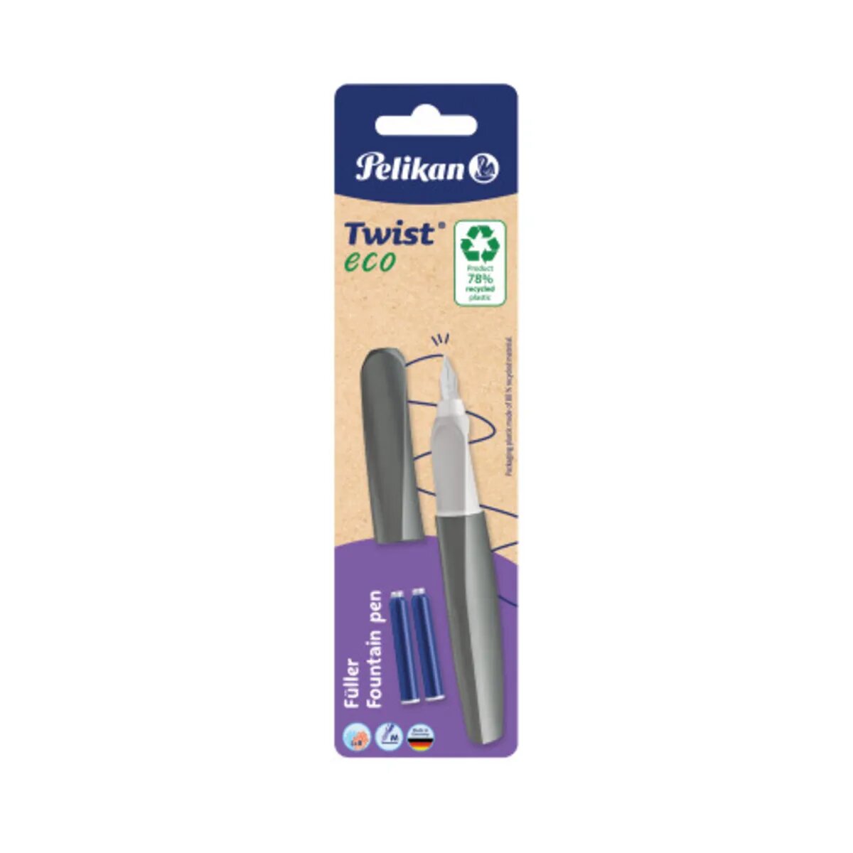 Pelikan Twist® eco Füller für Rechts- und Linkshänder, Feder M, 1 Stück, 4-fach sortiert