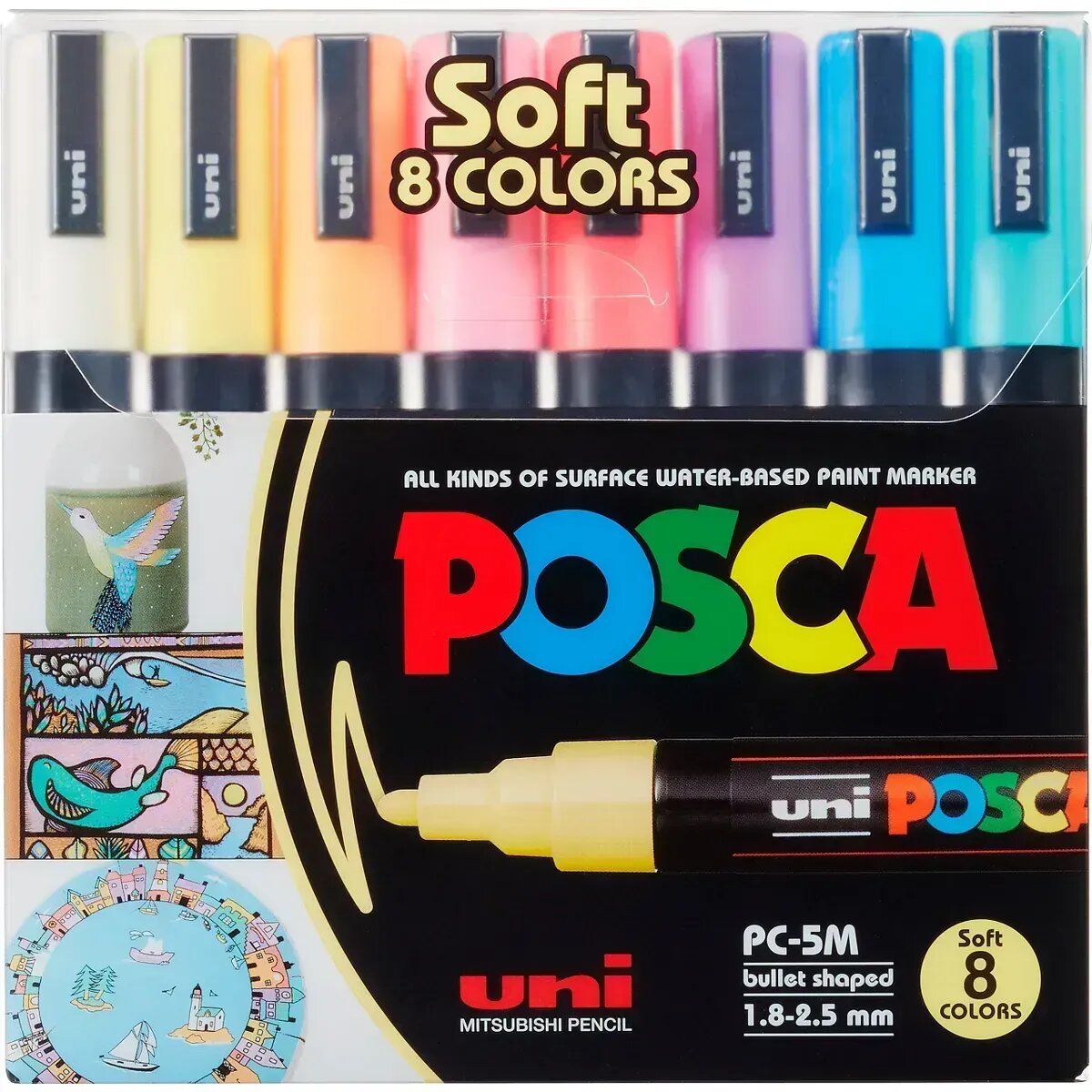 Posca Marker UNI POSCA PC-5M 8er Etui Pastell