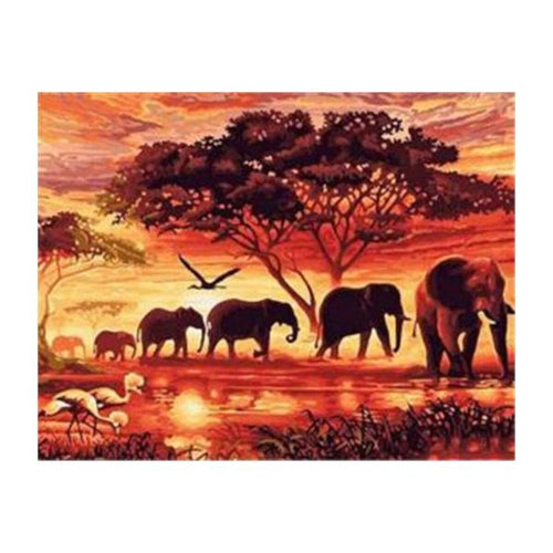 PRACHT Diamond Painting Elefanten in der Savanne 40x30cm