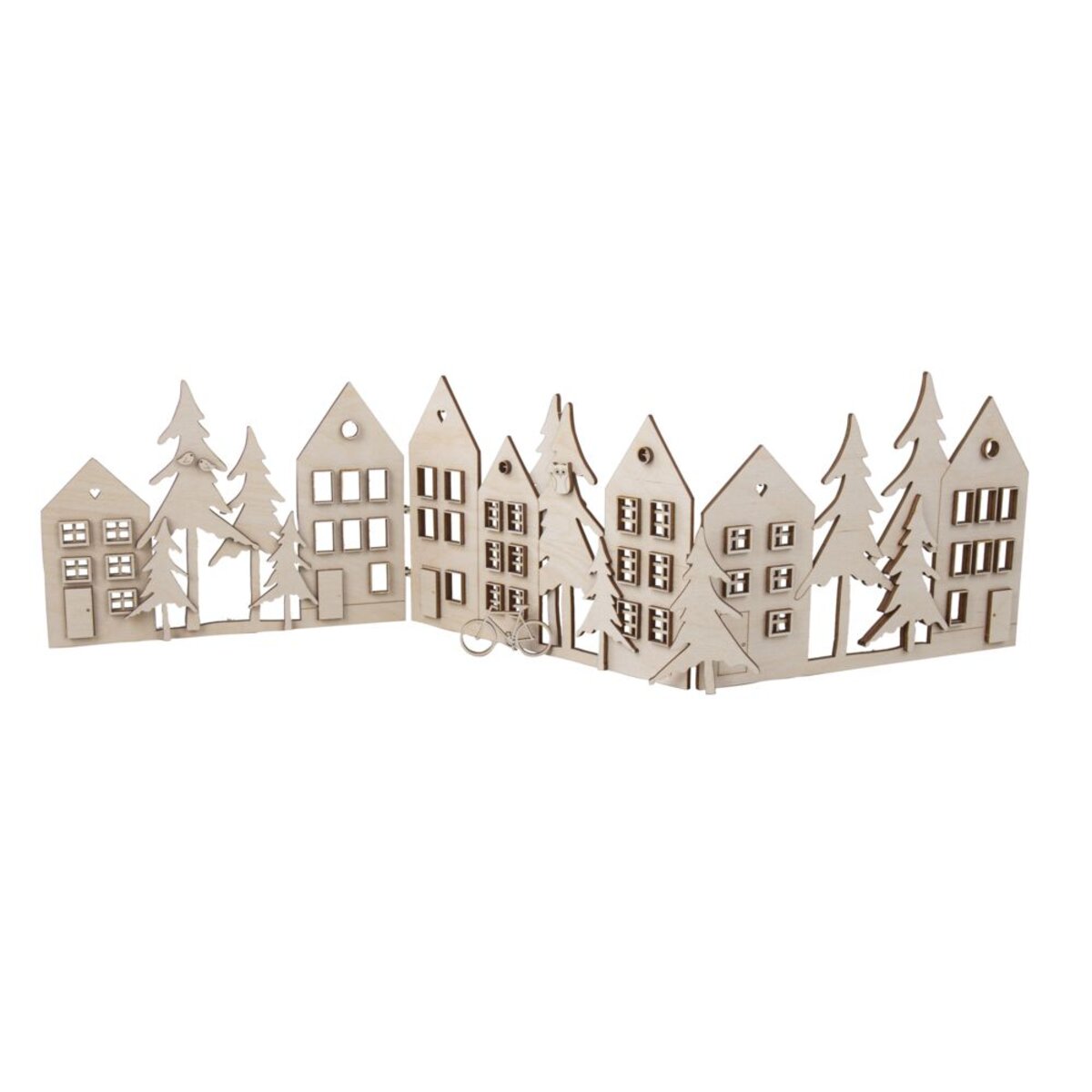 Rayher Holz Häuserfassaden Deko Set1 Aufsteller 64-teilig 3x 19,5x14cm