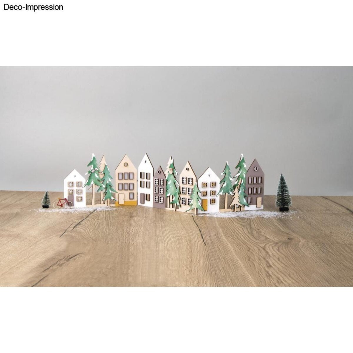 Rayher Holz Häuserfassaden Deko Set1 Aufsteller 64-teilig 3x 19,5x14cm