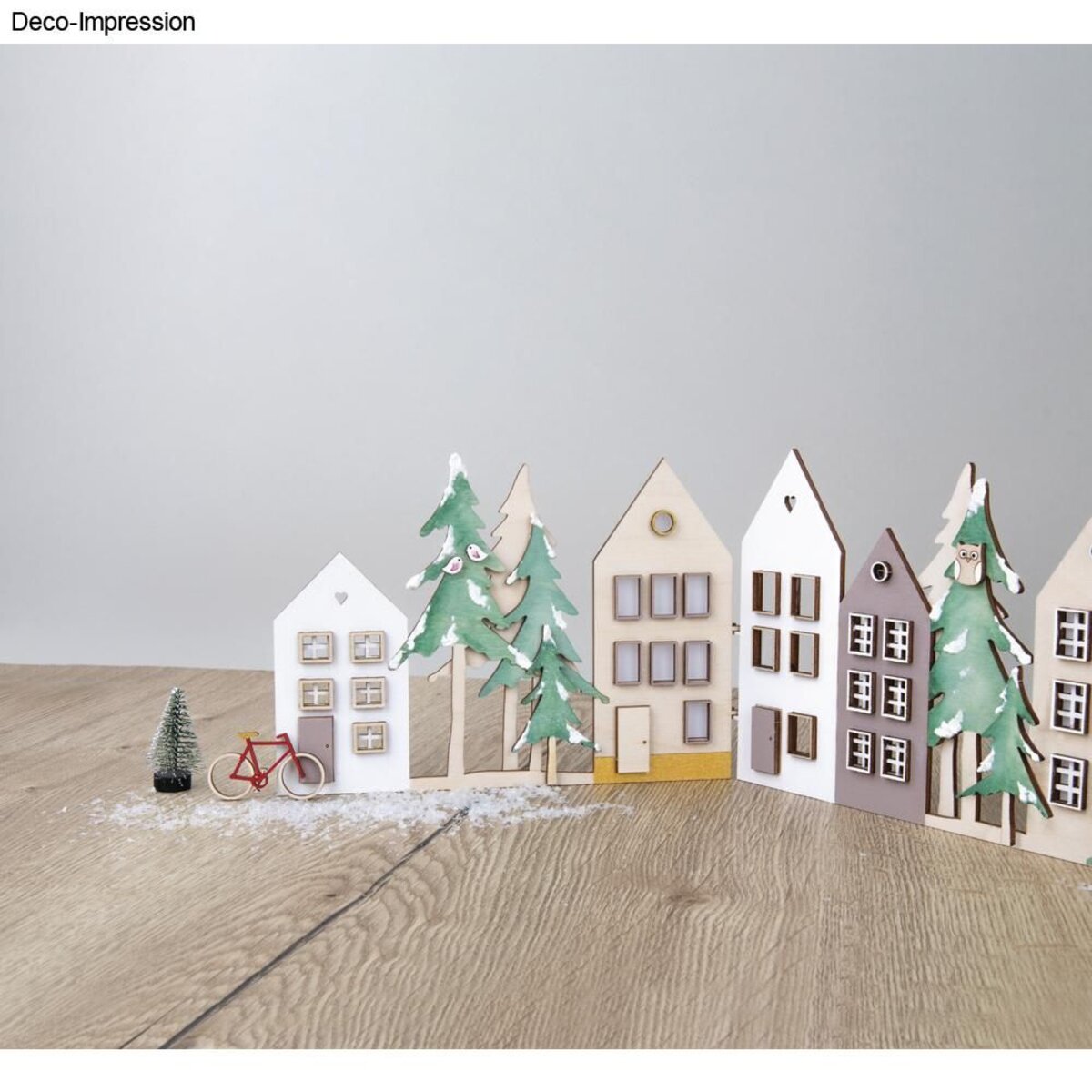 Rayher Holz Häuserfassaden Deko Set1 Aufsteller 64-teilig 3x 19,5x14cm