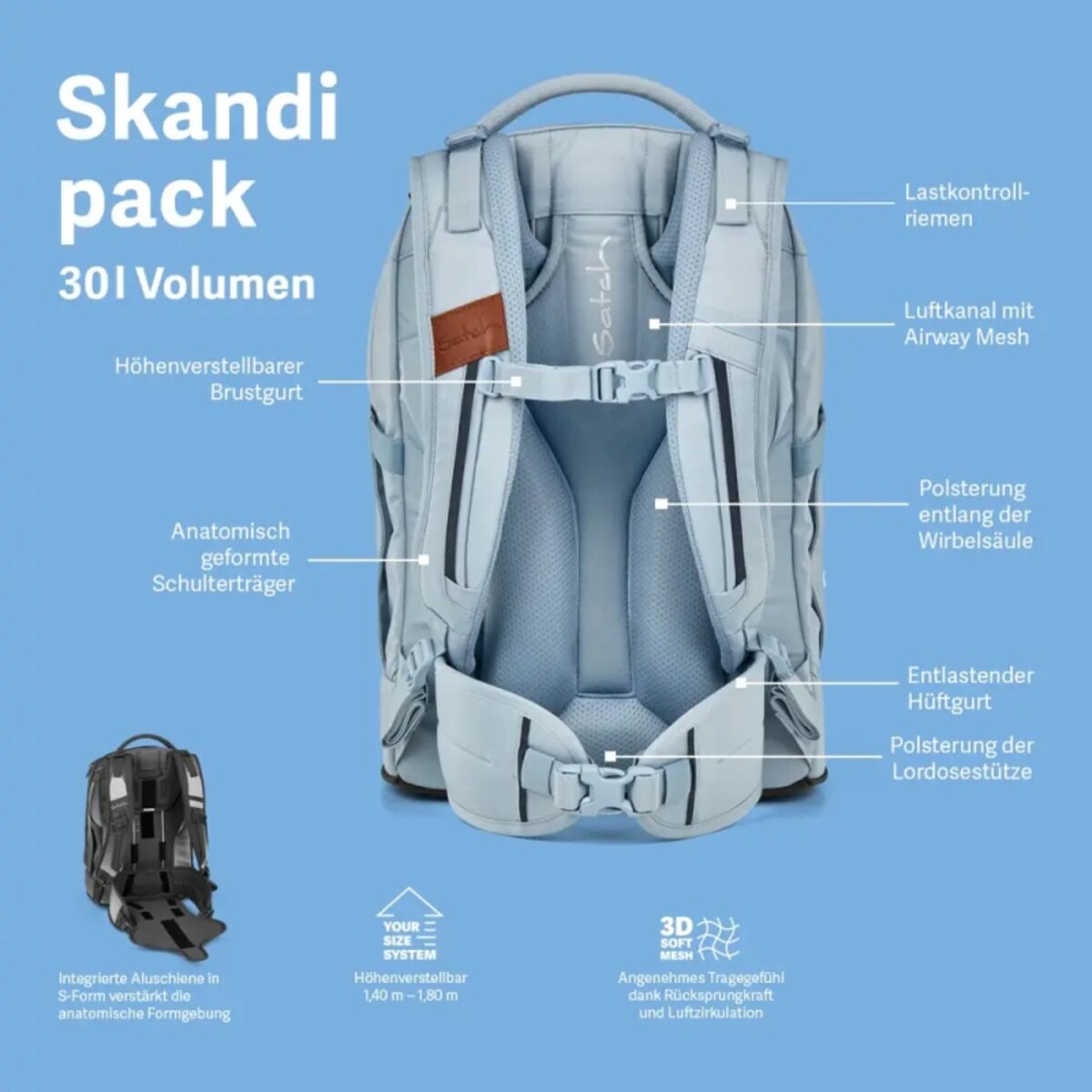 Satch pack Schulrucksack Nordic Black 30 Liter