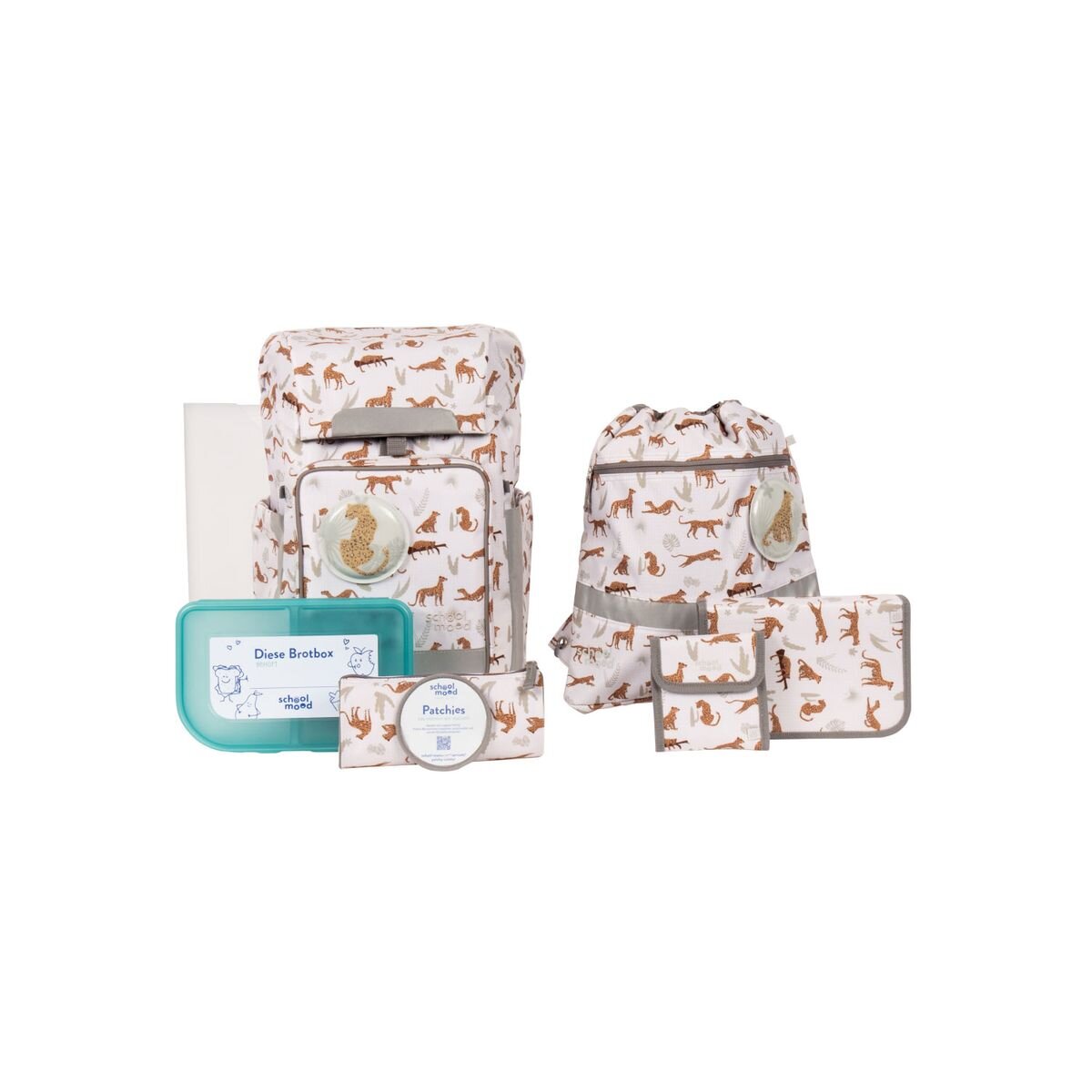 School-Mood Schulranzen-Set Rebel Leopard (Nordic Collection), 8-teilig