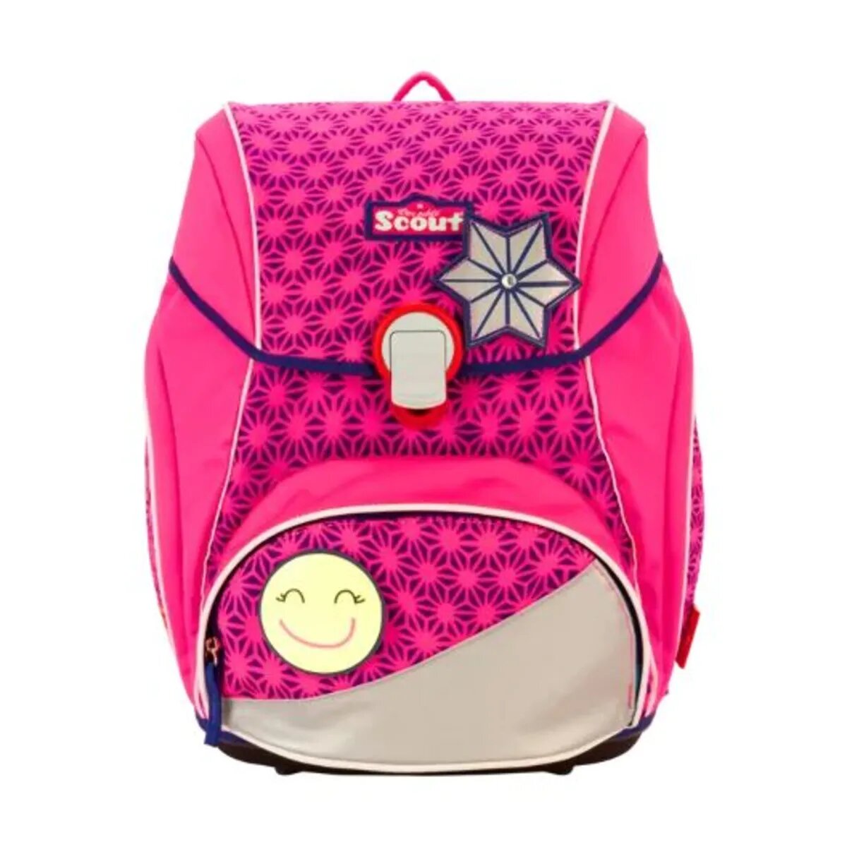Scout Schulranzen-Set Alpha DIN Neon Safety Pink Glow, 4-teilig