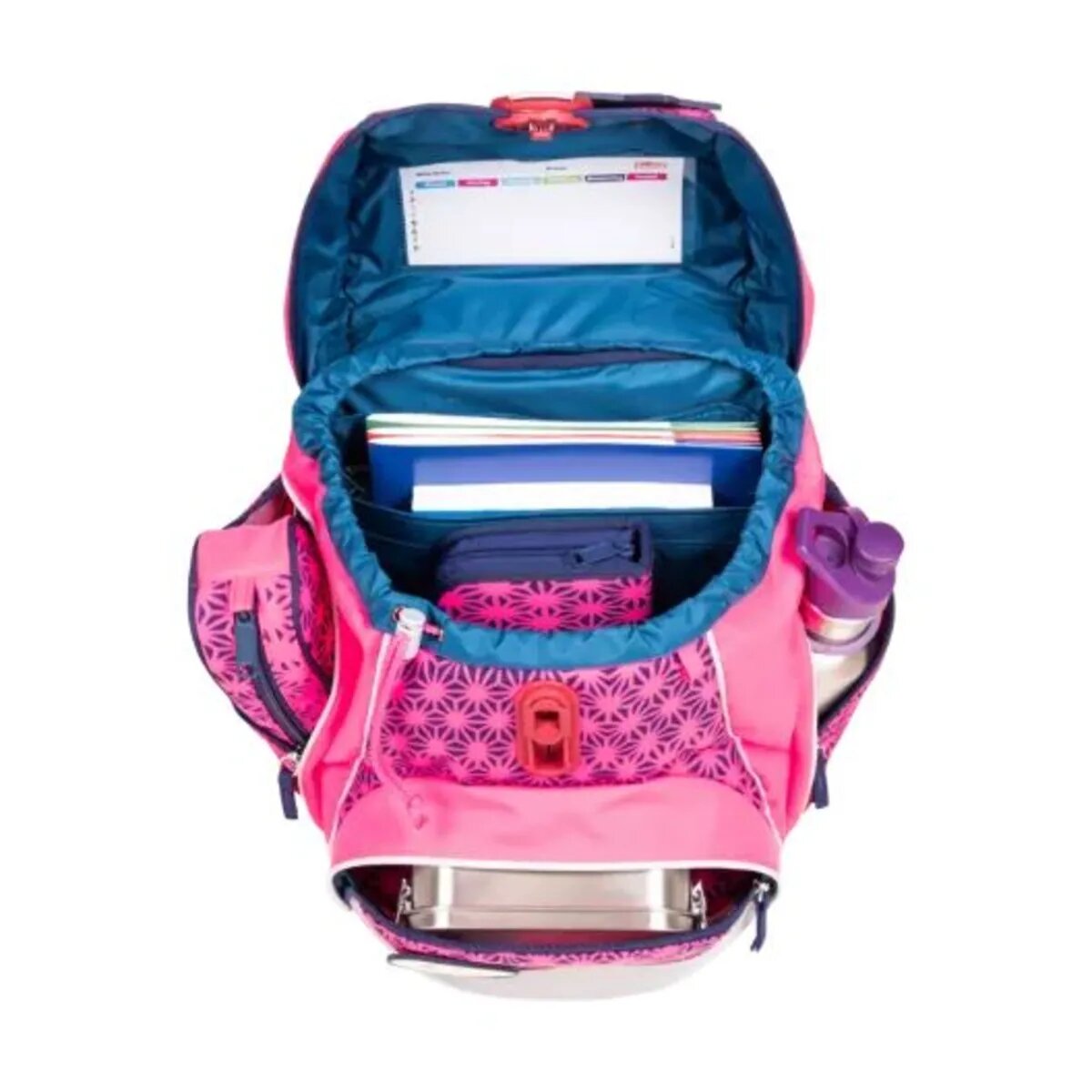 Scout Schulranzen-Set Alpha DIN Neon Safety Pink Glow, 4-teilig