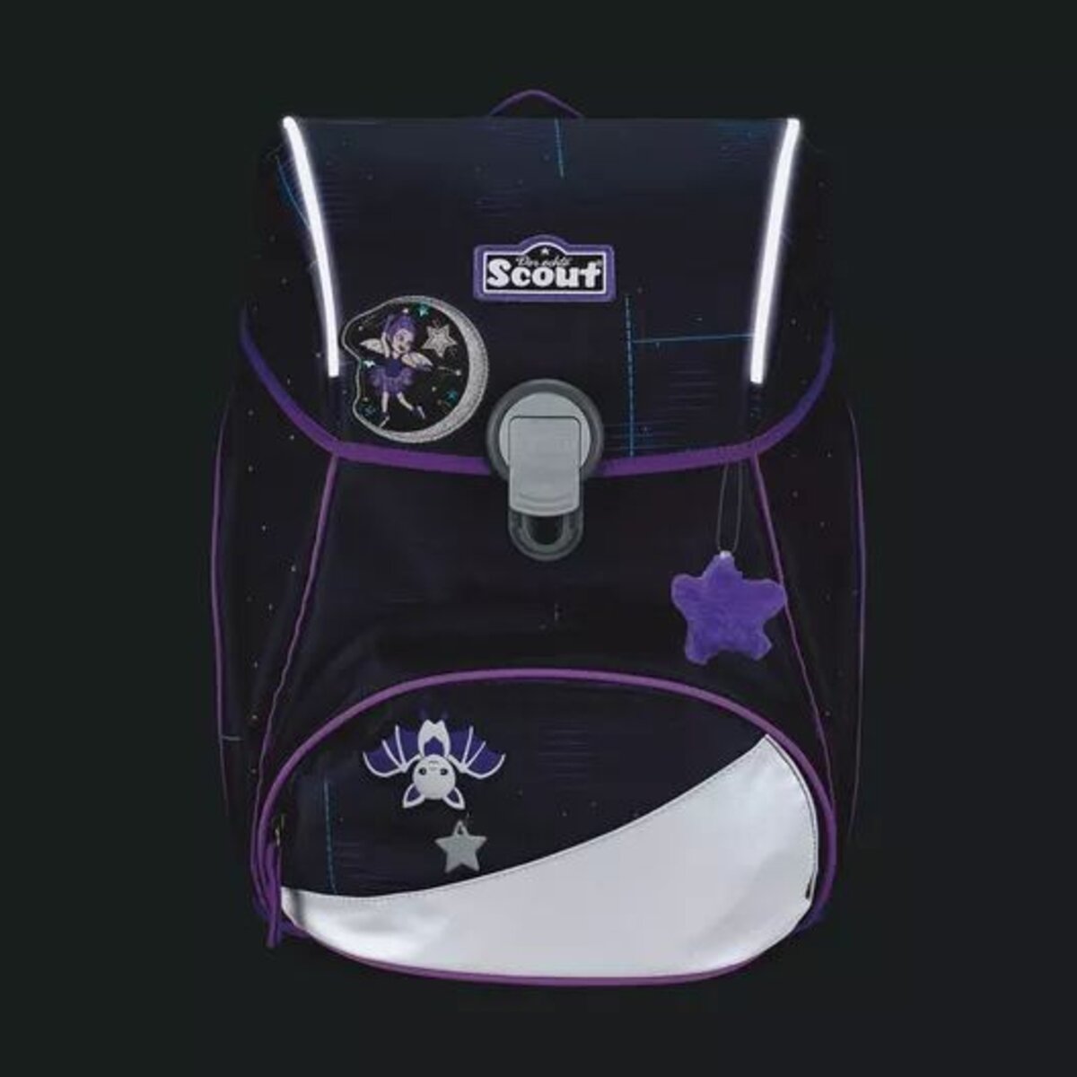 Scout Schulranzen-Set Alpha Exklusiv Safety Light Spooky Starlight