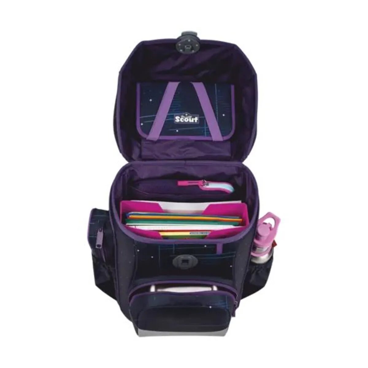 Scout Schulranzen-Set Neo Exklusiv Safety Light Spooky Starlight