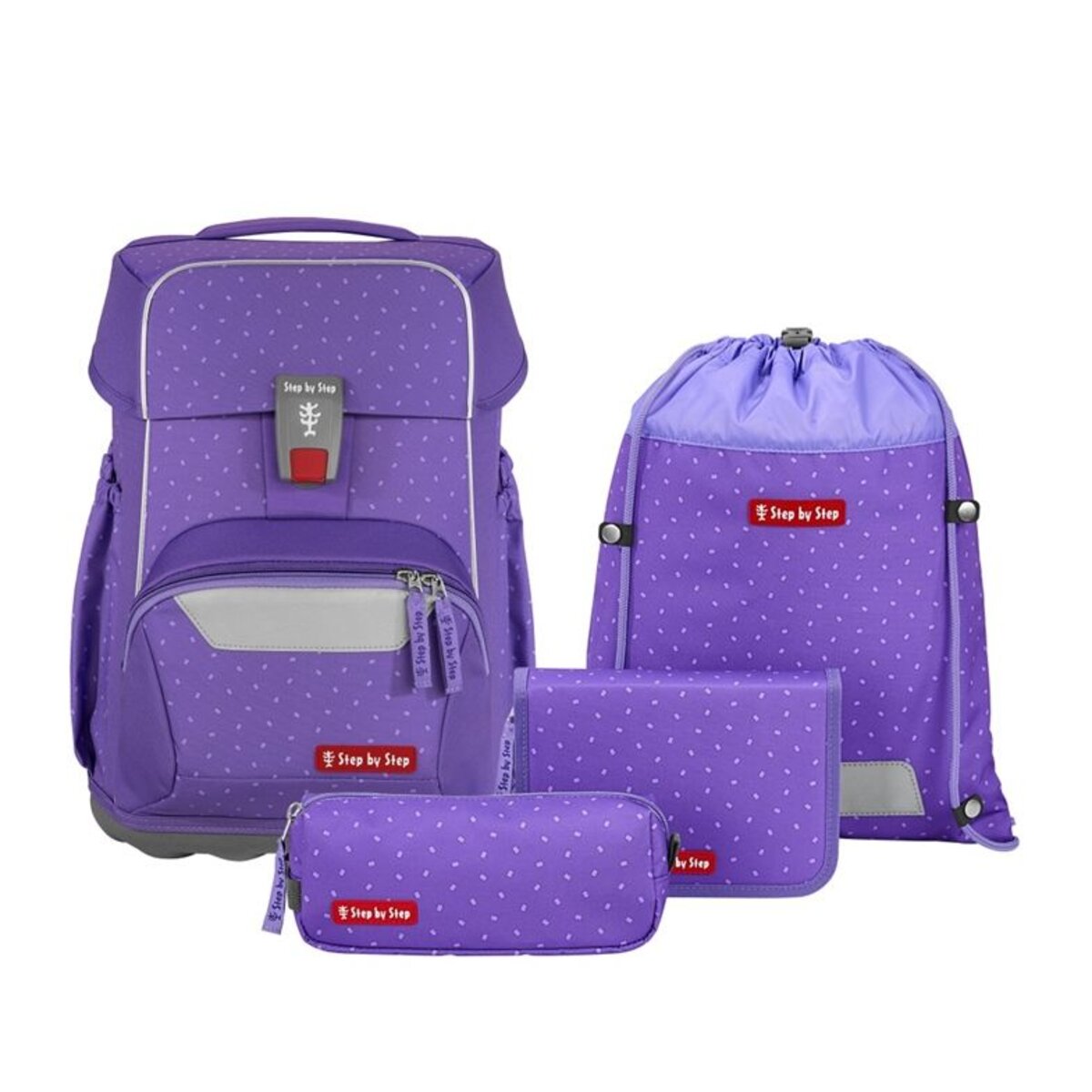Step by Step BASIS Schulranzen-Set Purple Konfetti, 4-teilig