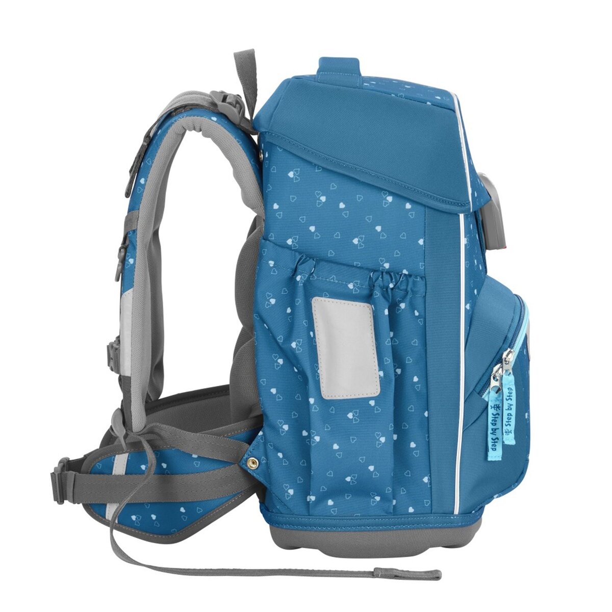 Step by Step BASIS Schulranzen-Set Blue Hearts, 4-teilig