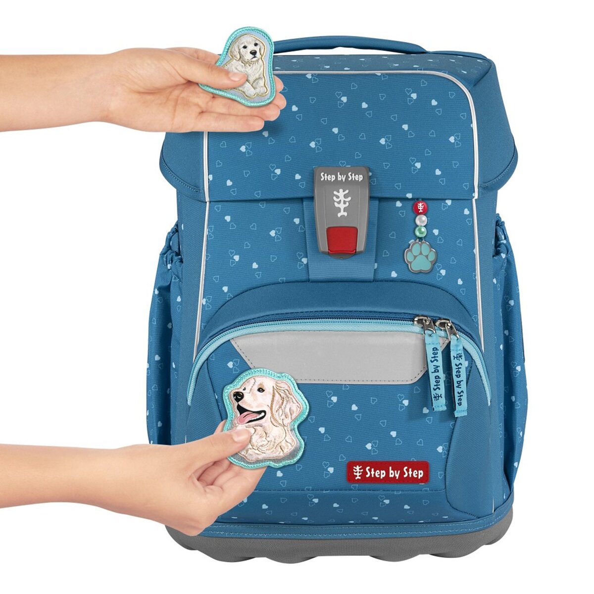 Step by Step BASIS Schulranzen-Set Blue Hearts, 4-teilig